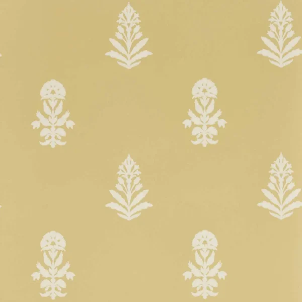 Dabu Wallpaper - Raw Honey by yellow botanical wallpaper from sanderson
