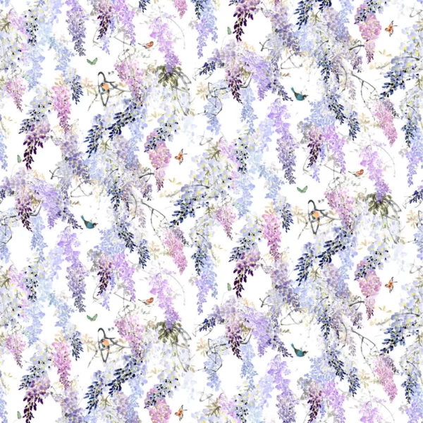Wisteria Falls Wallpaper - Lilac by purple botanical wallpaper from sanderson