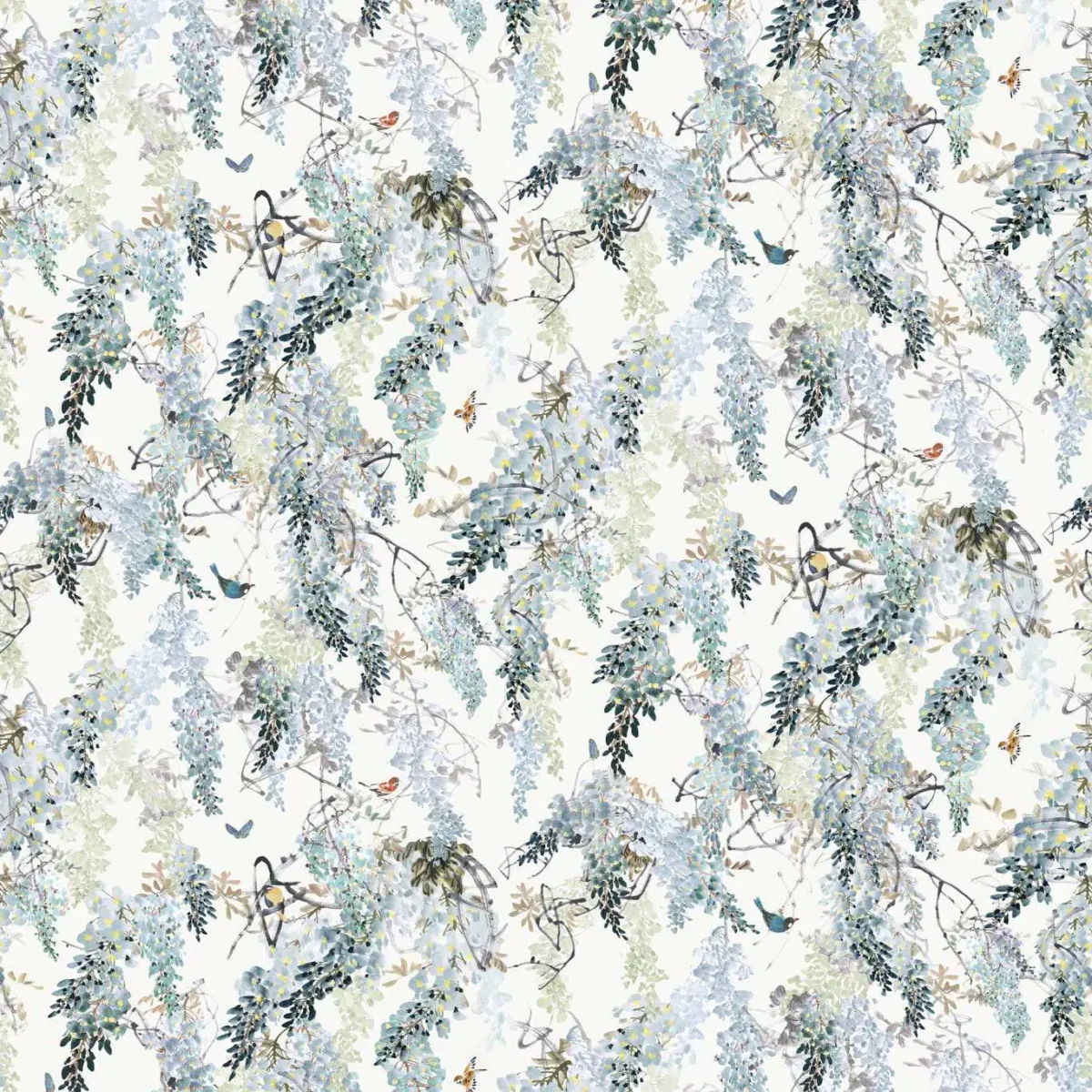 blue botanical wallpaper from sanderson