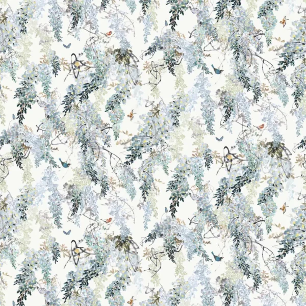blue botanical wallpaper from sanderson