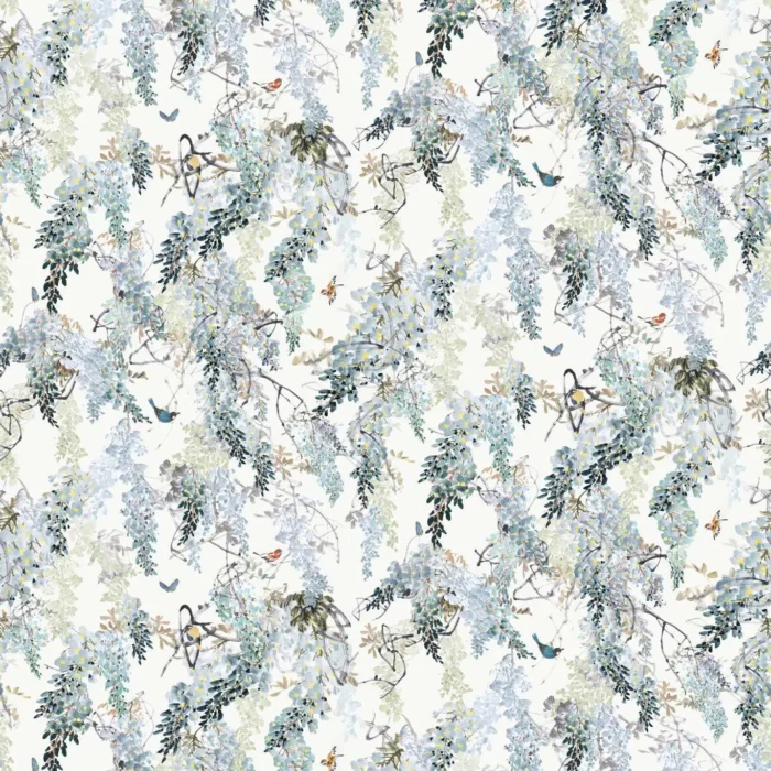 Wisteria Falls Wallpaper - Aqua swatch