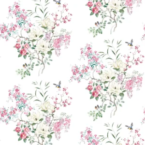 pink botanical wallpaper from sanderson