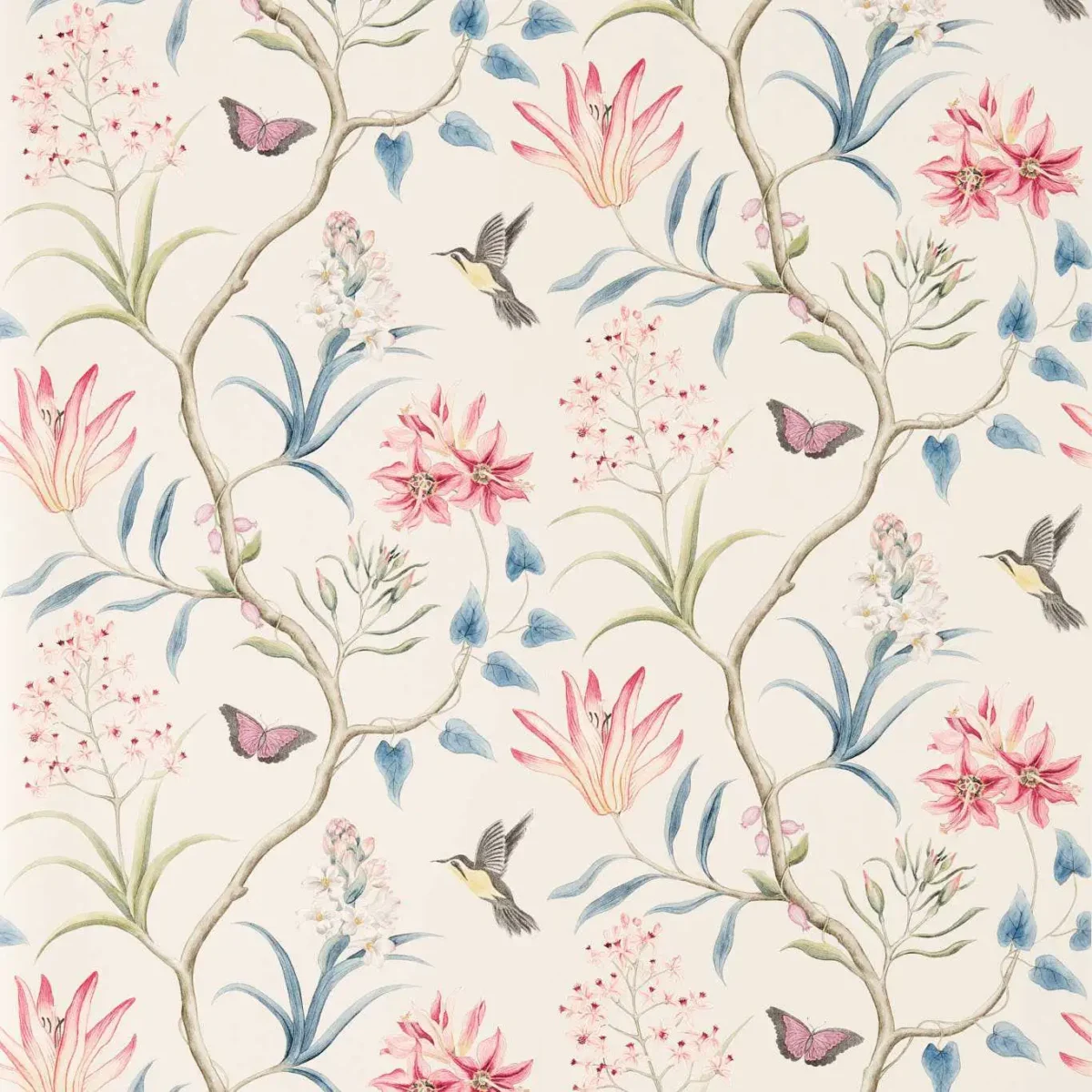 Clementine Wallpaper - Indienne by pink botanical wallpaper from sanderson