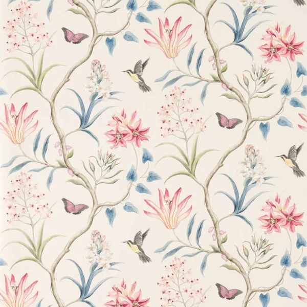 Clementine Wallpaper - Indienne by pink botanical wallpaper from sanderson