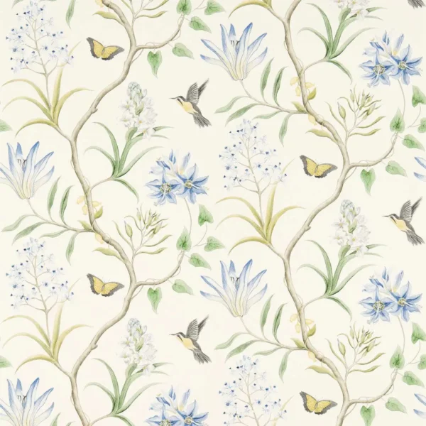Clementine Wallpaper - Delft Blue by blue botanical wallpaper from sanderson