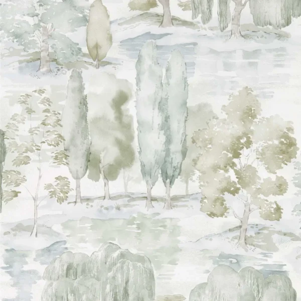 Waterperry Wallpaper - Willow / Olive by green botanical wallpaper from sanderson