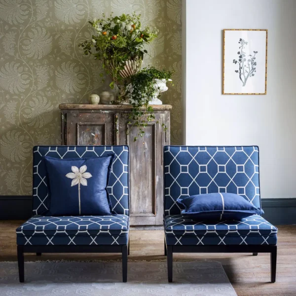 Mapperton Wallpaper - Chalk by white botanical wallpaper and with