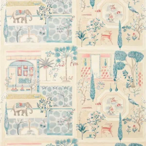 blue botanical printed fabric from Sanderson