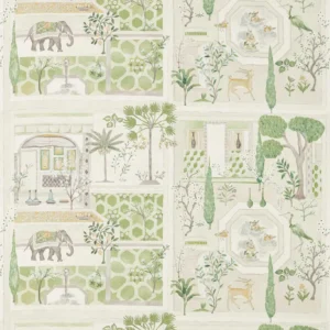 green botanical printed fabric from Sanderson