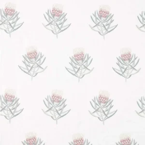 red botanical embroideried fabric from Sanderson