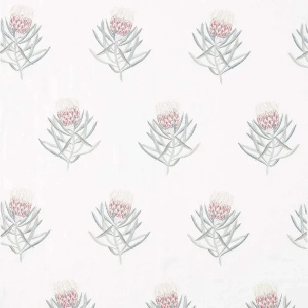 Protea Flower Fabric - Porcelain / Orchid by red botanical embroideried fabric from Sanderson