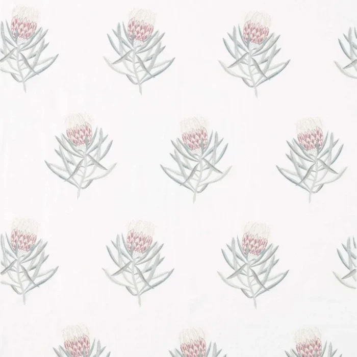 Protea Flower Fabric - Porcelain / Orchid swatch