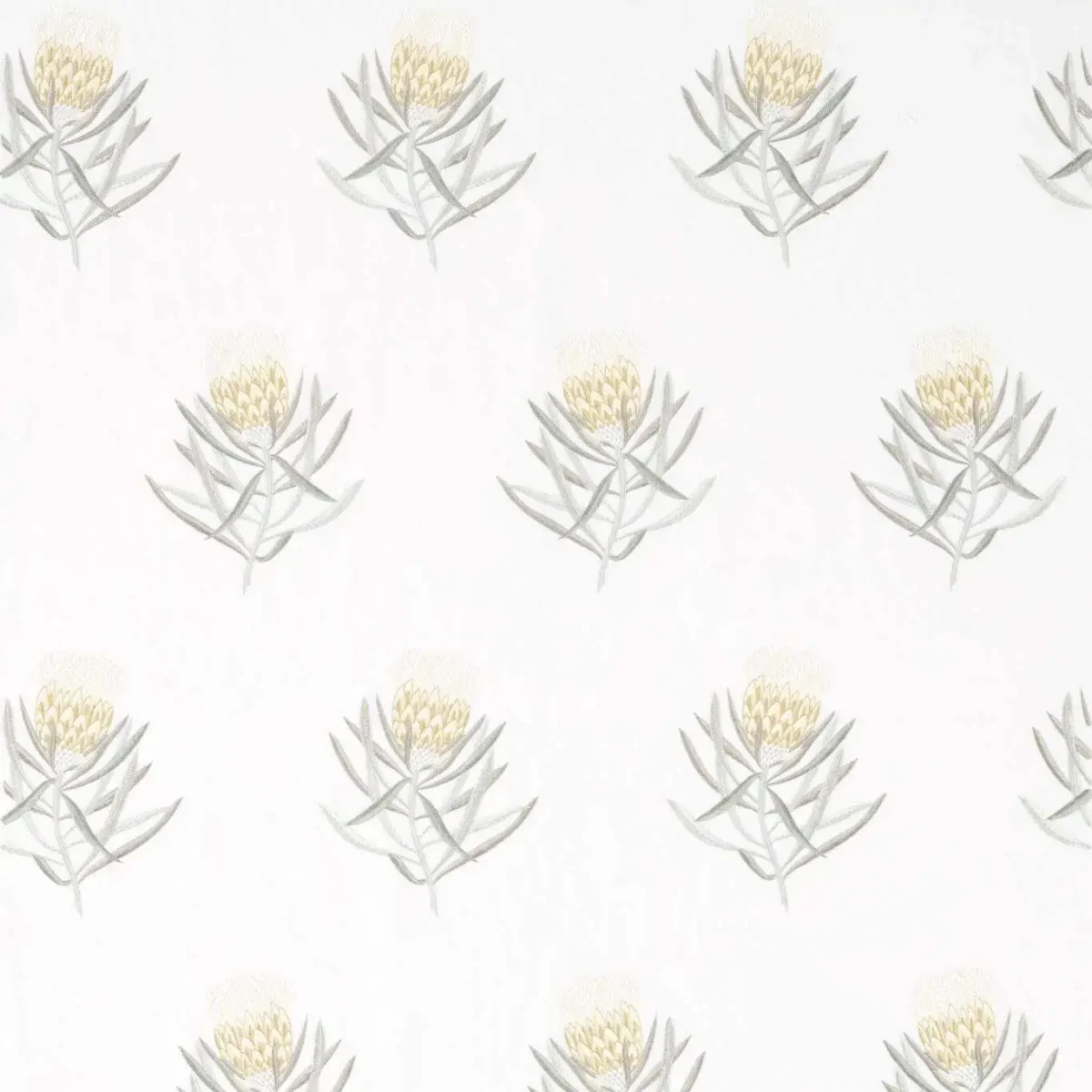 Protea Flower Fabric - Daffodil / Natural by yellow botanical embroideried fabric from Sanderson