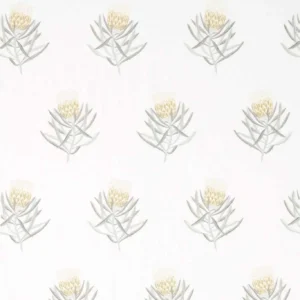 yellow botanical embroideried fabric from Sanderson