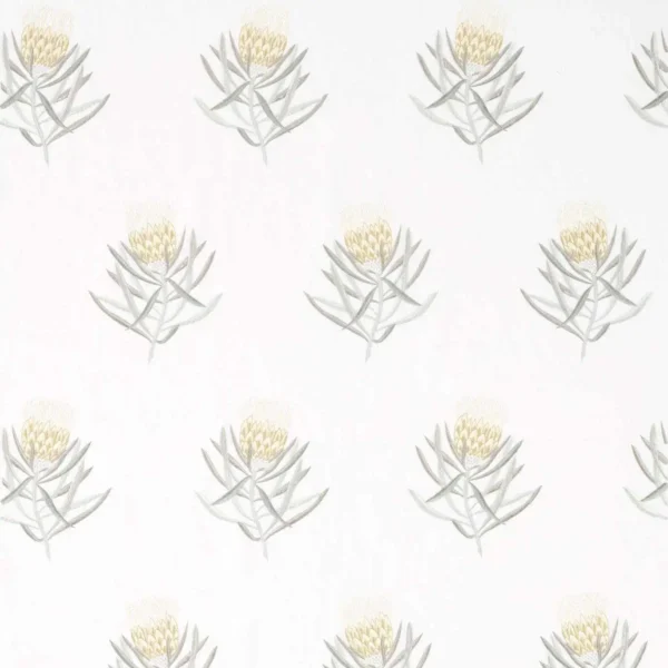 Protea Flower Fabric - Daffodil / Natural by yellow botanical embroideried fabric from Sanderson