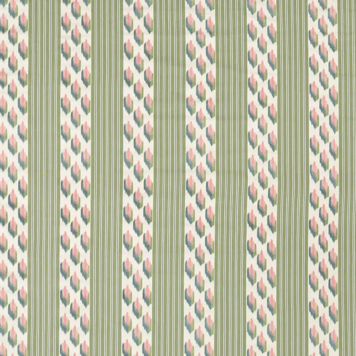 Musafir Fabric - Cardamom / Namak by green striped embroideried fabric from Sanderson