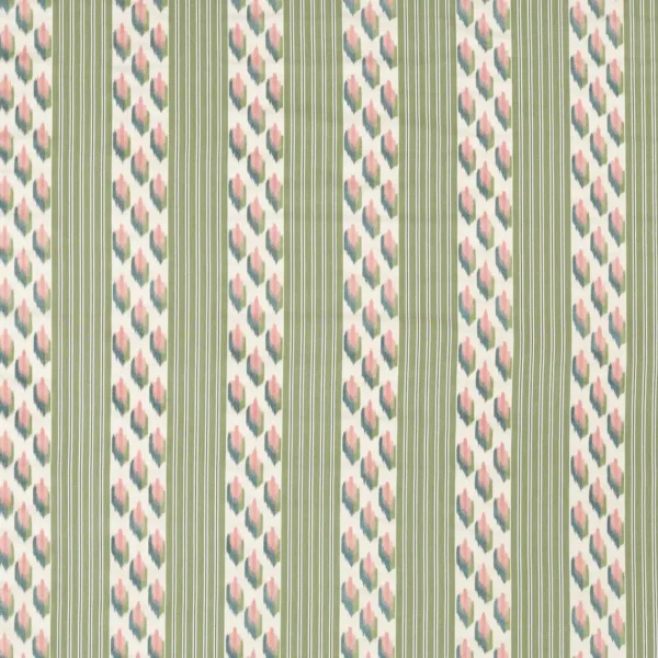 Musafir Fabric - Cardamom / Namak by green striped embroideried fabric from Sanderson