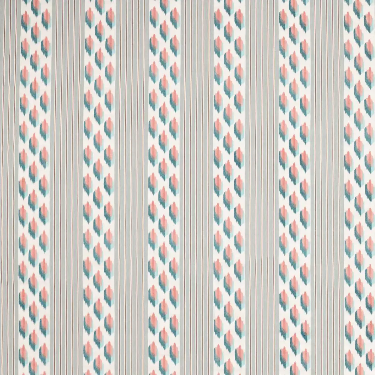 Musafir Fabric - Mineral / Coral by black-grey striped embroideried fabric from Sanderson