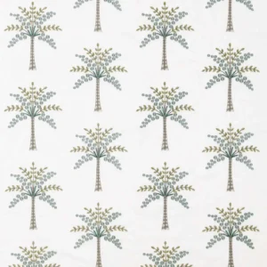 blue botanical linen fabric from Sanderson