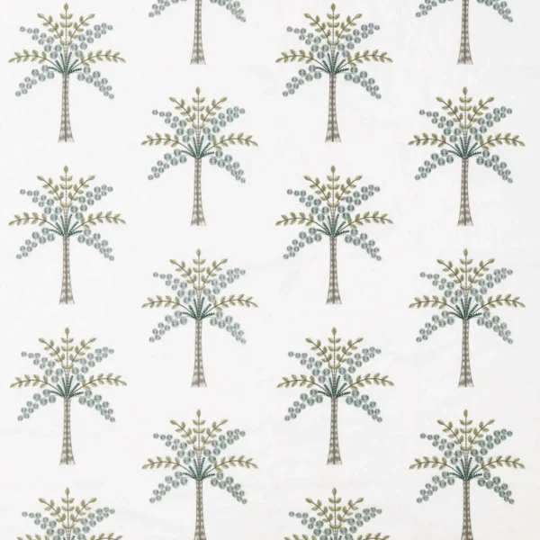 Palm Grove Embroidery Fabric - Teal / Green by blue botanical linen fabric from Sanderson