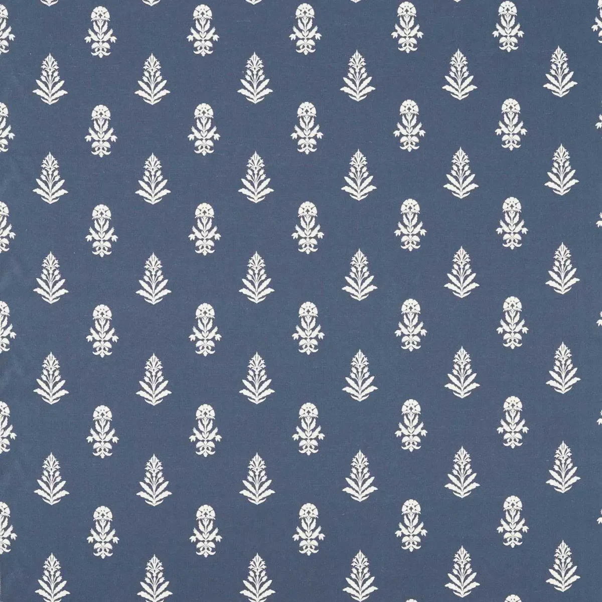 Dabu Fabric - Indigo by blue botanical woven fabric from Sanderson