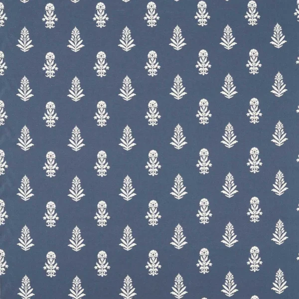 Dabu Fabric - Indigo by blue botanical woven fabric from Sanderson