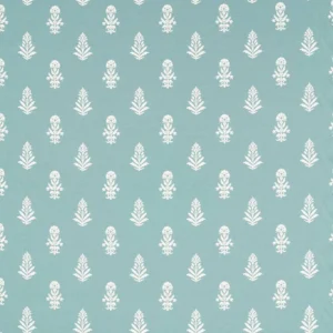 blue botanical woven fabric from Sanderson