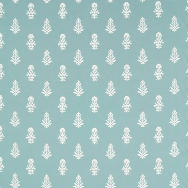 Dabu Fabric - Lagoon by blue botanical woven fabric from Sanderson