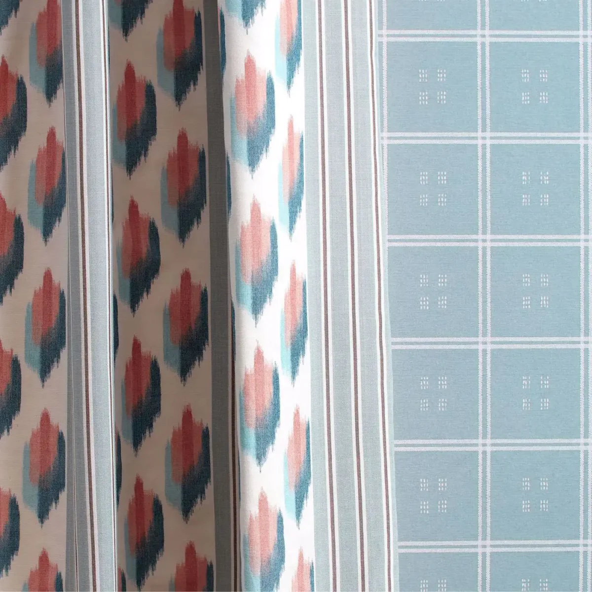 Musafir Fabric - Cardamom / Namak by green striped curtain with wall
