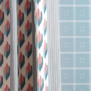 green striped curtain with wall