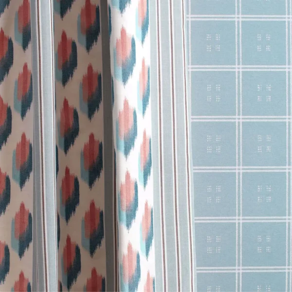 Musafir Fabric - Cardamom / Namak by green striped curtain with wall