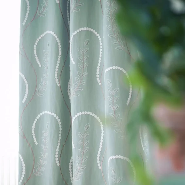 Chamomile Trail Fabric - Teal / Green by neutral botanical curtain with