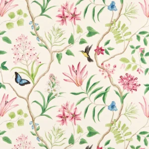 pink botanical printed fabric from Sanderson