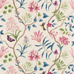 blue botanical printed fabric from Sanderson