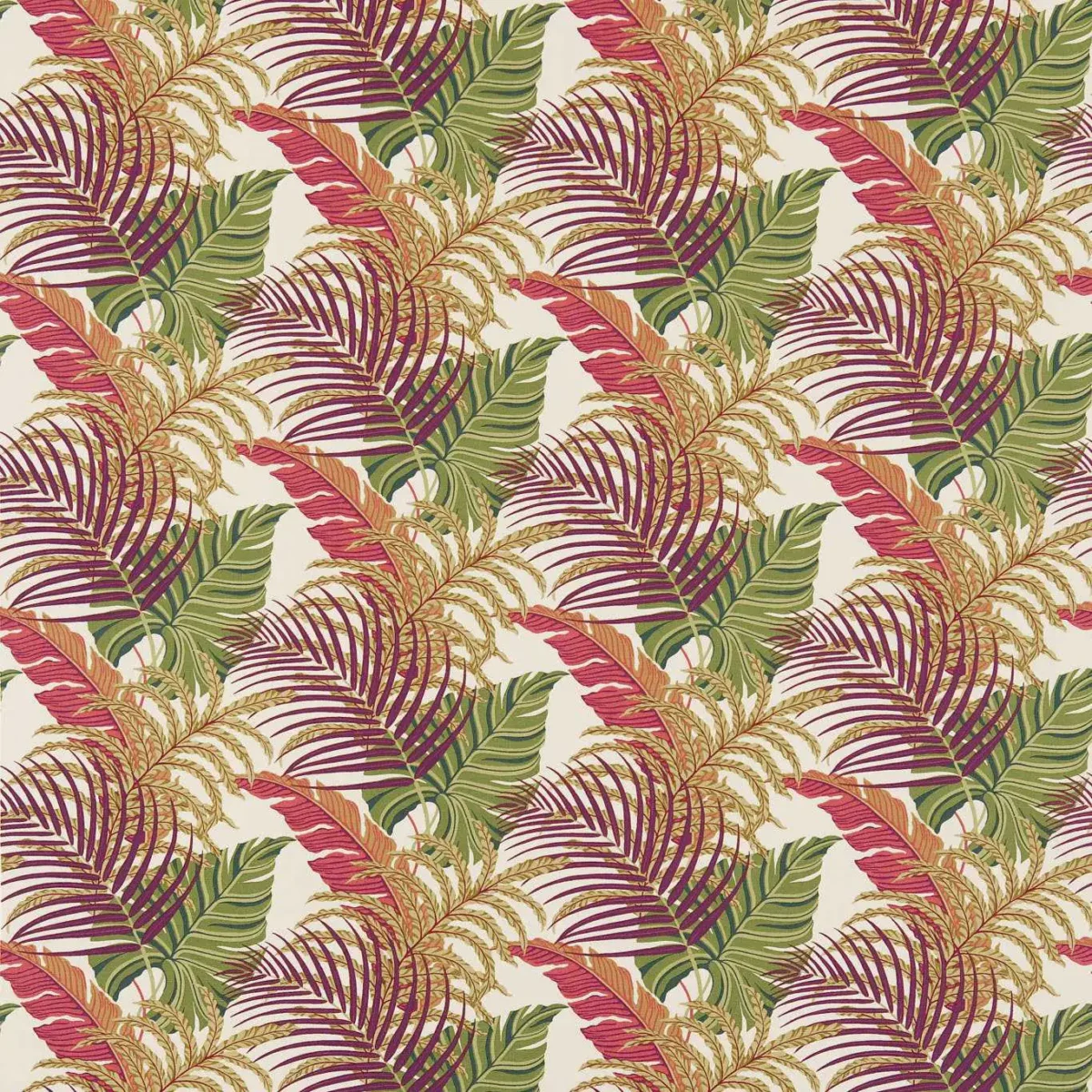 Manila Fabric - Mulberry / Sand by red botanical woven fabric from Sanderson