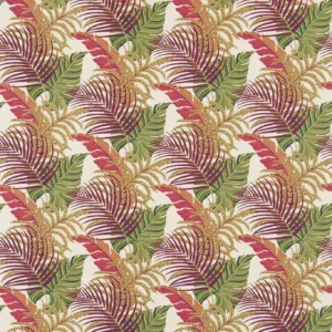 red botanical woven fabric from Sanderson