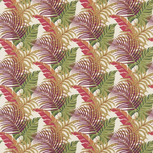 Manila Fabric - Mulberry / Sand by red botanical woven fabric from Sanderson