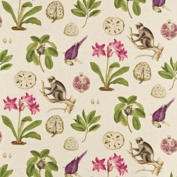 purple botanical printed fabric from Sanderson
