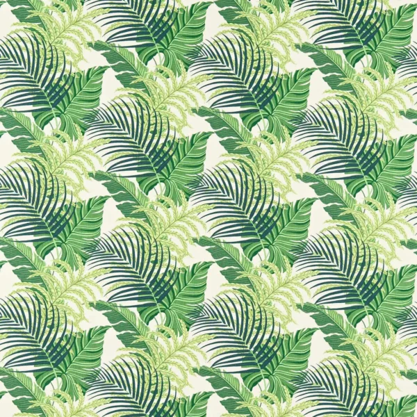 Manila Fabric - Green / Ivory by green botanical woven fabric from Sanderson