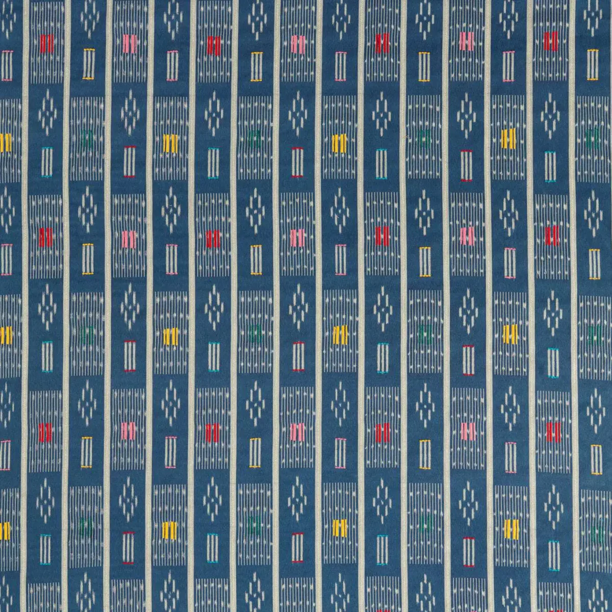 Safar Fabric - Indigo / Multi by blue striped embroideried fabric from Sanderson