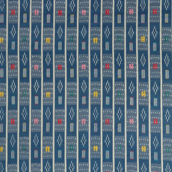 Safar Fabric - Indigo / Multi by blue striped embroideried fabric from Sanderson