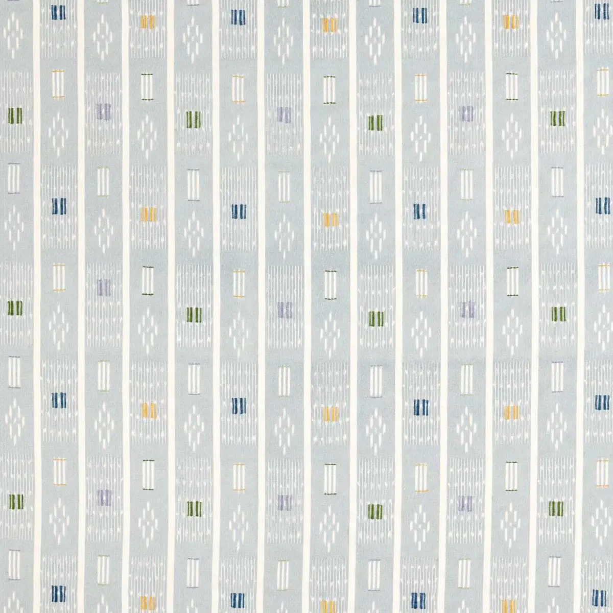 Safar Fabric - Porcelain / Multi by black-grey striped embroideried fabric from Sanderson