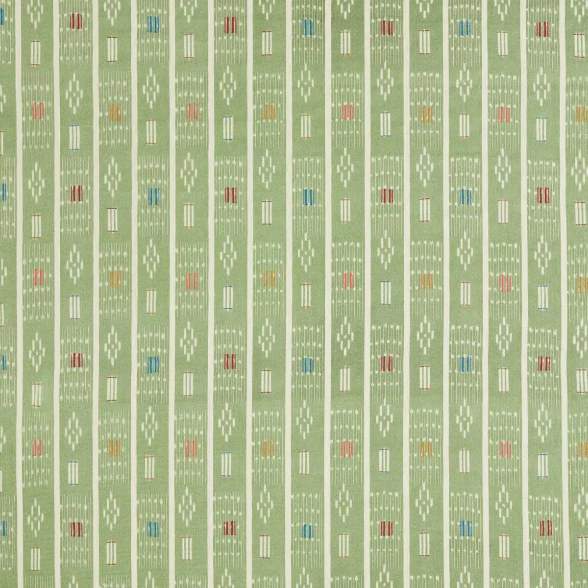 Safar Fabric - Cardamom by green striped embroideried fabric from Sanderson