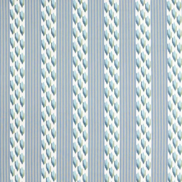 Musafir Fabric - Persian Blue / Cardomom by blue striped embroideried fabric from Sanderson