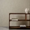 neutral contemporary wallpaper and wall with bookshelf and vases