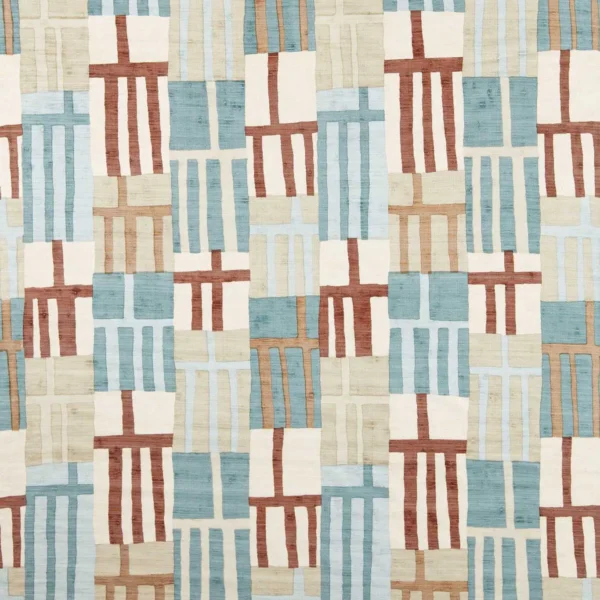 Monolith Fabric - Jasper / Zircon by red geometric silk-satin fabric from Harlequin