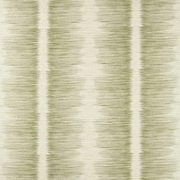 Chaco Fabric - Moss by green striped embroideried fabric from Harlequin