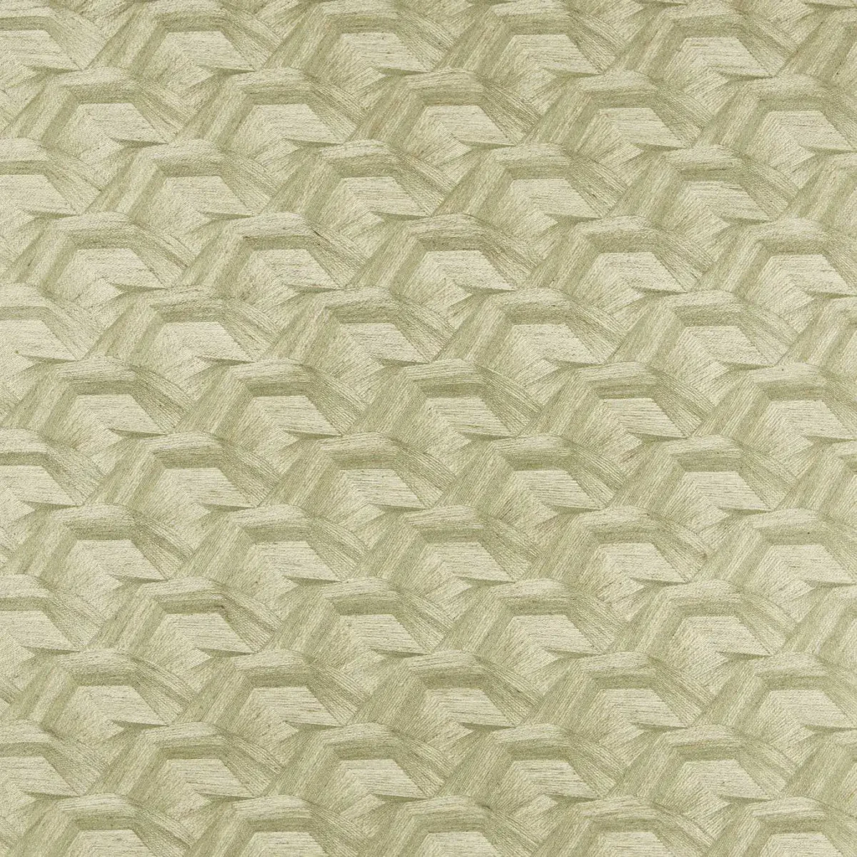 Cartography Fabric - Moss by green geometric embroideried fabric from Harlequin