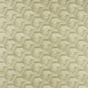 green geometric embroideried fabric from Harlequin