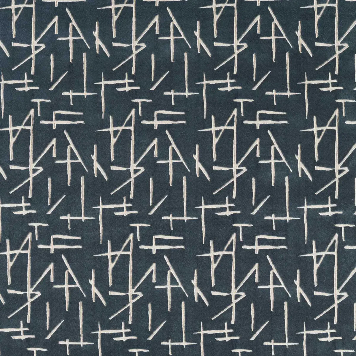 Dolmens Velvet Fabric - Midnight by blue geometric velvet-chenille fabric from Harlequin